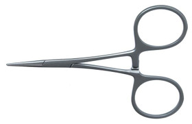 Rumex Hartman Hemostatic Mosquito Forceps, Straight, Serrated jaws, Length 90 mm, Ring Handle, Stainless Steel, 4-120S