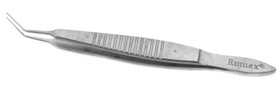 Rumex Faulkner Lens Holding Forceps, Angled shafts, Smooth Jaws, Length 105 mm, Stainless Steel, 4-2108S