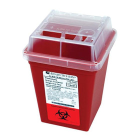 Henry Schein Sharps Container 1qt Red 4-1/2x4-1/2x6-3/5" Sliding Lid Polypropylene, 0310-1500-HS