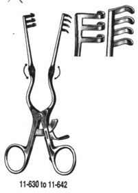 MILTEX BECKMAN-WEITLANER Retractor, 5-1/2", blunt, 3 X 4 teeth, with hinge blades., 11-630-BL