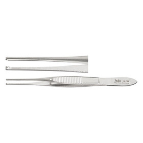 Miltex Iris Tissue Forceps, 4" (100Mm), Standard Pattern, Straight, 1 X 2 Teeth, 0.8Mm Wide Tips, Non-Magnetic, 18-787