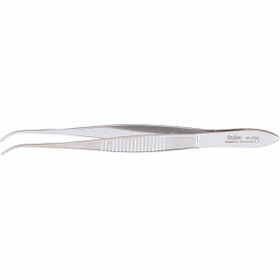 Miltex Iris Tissue Forceps, 3-7/8" (99Mm), Delicate Pattern, Half Curved, 1 X 2 Teeth, 0.6Mm Wide Tips, 18-789