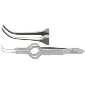 Miltex Foerster Iris Tissue Forceps, 3-3/4" (95Mm), Octagonal Grip, Full Curved, 1 X 2 Teeth, 0.55Mm Wide, 18-798