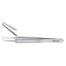 Miltex Mcpherson Micro Corneal Suturing Forceps, 3-1/2" (8.9 Cm), Angled, 1 X 2 Teeth, 0.2 Mm, Tying Platform, 18-838