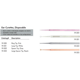 Miltex Disposable Ear Curette/Small Spoon Tip, Quantity 50 To A Dispenser Box, 19-322