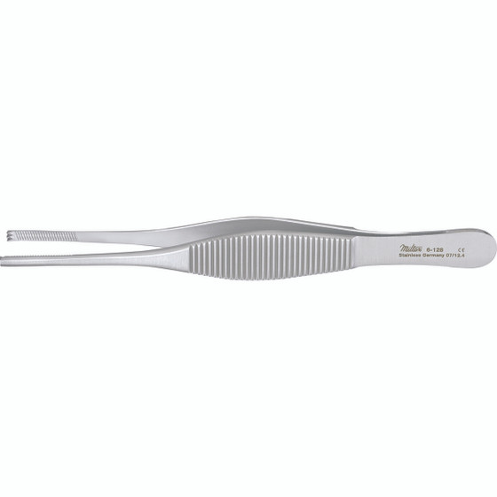 Miltex Heaney Tissue Forceps, 5-3/8" (138mm), Cross Serrated Tips, 2 X 3 Teeth, 6-128