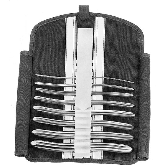 Meisterhand Hegar Uterine Dilator, 7-1/2" (19.1 cm), Double End, Set Of 8 In Khaki Roll, Sizes 3-5 mm - 17-18 mm, MH30-550