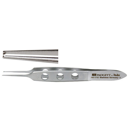 Padgett Bishop-Harmon Iris Tissue Forceps, 1X2 Delicate Teeth, Length= 3-1/4" (83 mm), Jaw= 0.4 mm, PM-4792