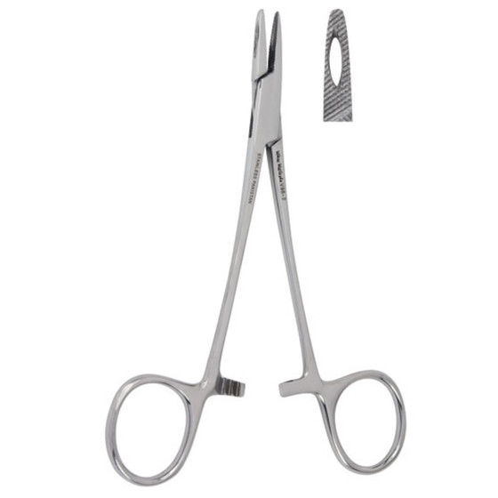 Collier Needle Holder, 4-7/8,Serr,Fenestrated Jaws, V98-2