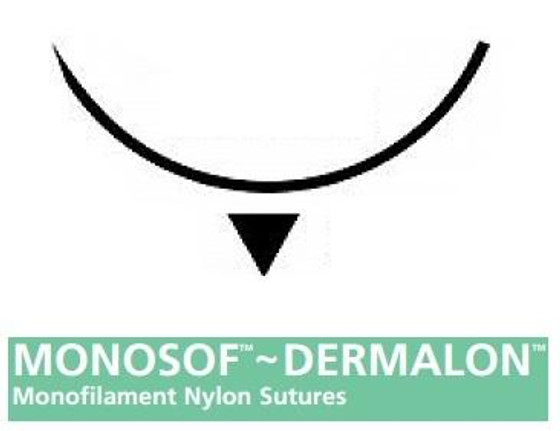 Monosof monofilament nylon suture - size: 1, length: 36 in (90 cm), needle name: C-17, needle type: reverse cutting, color: black, SN-776