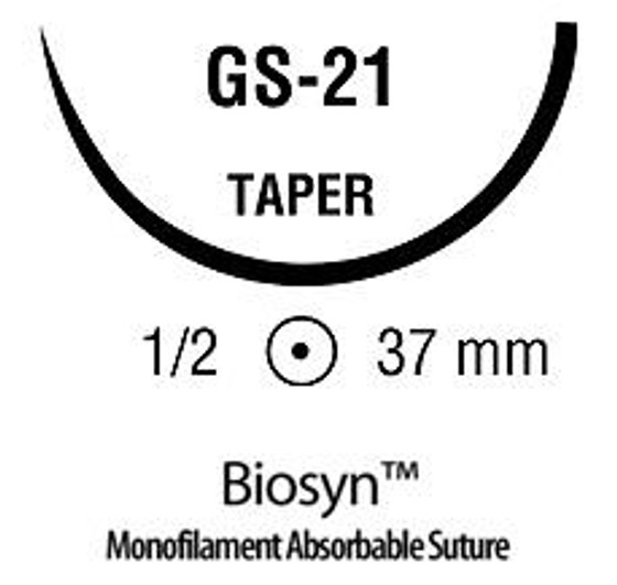 Biosyn monofilament absorbable sutures - size: 2-0, length: 30 in (75 cm), needle name: GU-46, needle type: taper point, color: violet, UM-878