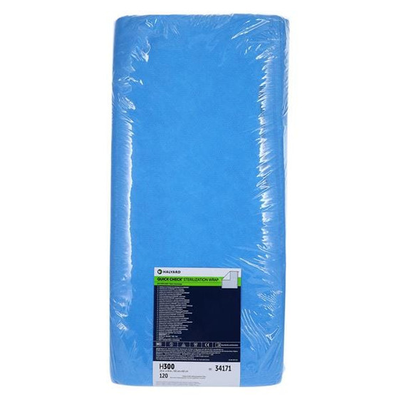 QUICK CHECK H300 Sterilization Wrap White / Blue 24 X 24 Inch Dual Layer SMS Polypropylene Steam / EO Gas / Hydrogen Peroxide,