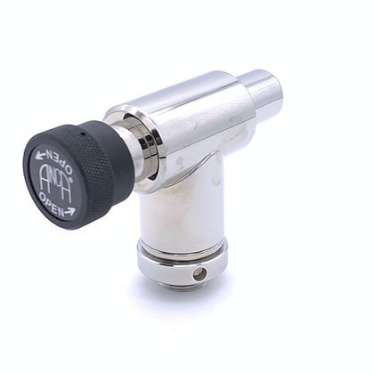 Valve, Scavenging, LeakTight Throttling, 90°, 3/4"-20 w/LockRing x 19mmM, w/ CheckValve, Chrome Brass, 00-113