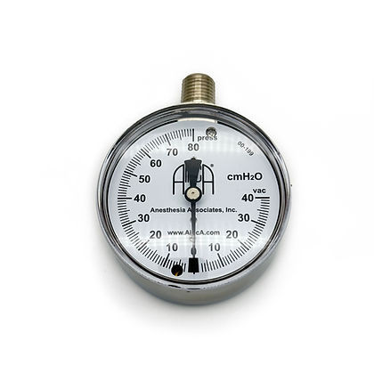 Manometer, Pressure, -40 to +80 cm H2O, 1/4" NPT-M Top-Mount, 2.5"Dia, Front Zero-Adjust, 00-199-TOP