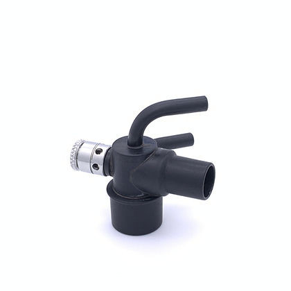 Adapter, Mask Elbow, CPAP w/Adj Pop-Off, 15mmM x 22mmM/15mmF x 1/4" O2 x 1/4" Sensor, Aluminum, 00-229