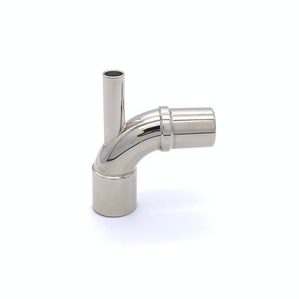 Connector, Curved 90°, 15mmM x 15mmF x 1/4" Suction Nipple (open), Chrome Brass, 00-316