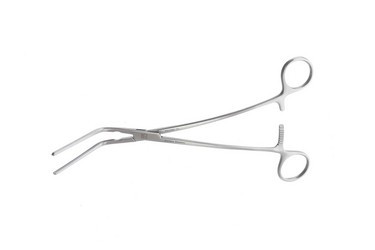 DeBakey Multi-Purpose Angled Clamps 9 7/8" (25.0 cm) No. 3, 60 degree angle, 2" (5 cm) jaw, 1 x 9 ratchets, 353684