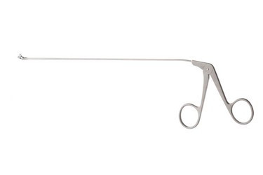Micro-Laryngeal Forceps 23.5 cm Serrated Triangular, Angled Left, 506952
