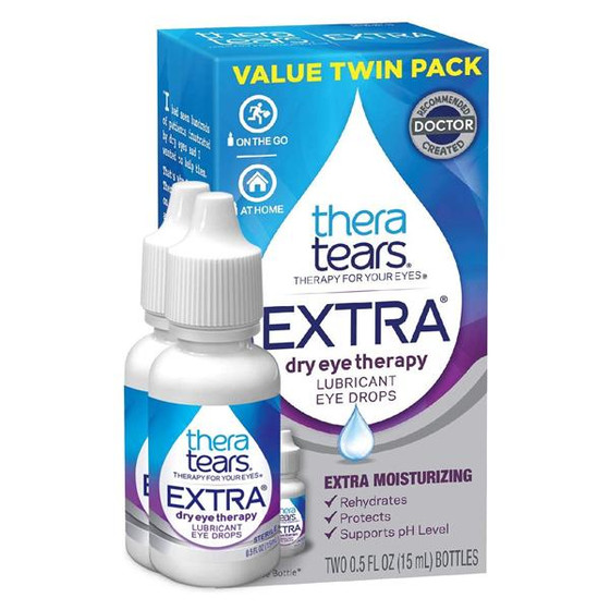 TheraTears Extra Lubricant Eye Drops Dry Eye Therapy 0.5oz 2/Box
