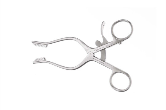 Weitlaner Retractors 9 1/2" (24.0 cm) 9 1/2" (24.0 cm) 3 x 4 blunt prongs Weck® Pattern, bright finis, 165366