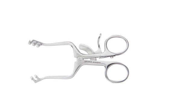 Weitlaner Retractors 4 1/2" (11.5 cm) 4 1/2" (11.5 cm) 2 x 3 blunt prongs Weck® Pattern, bright finish, 488306
