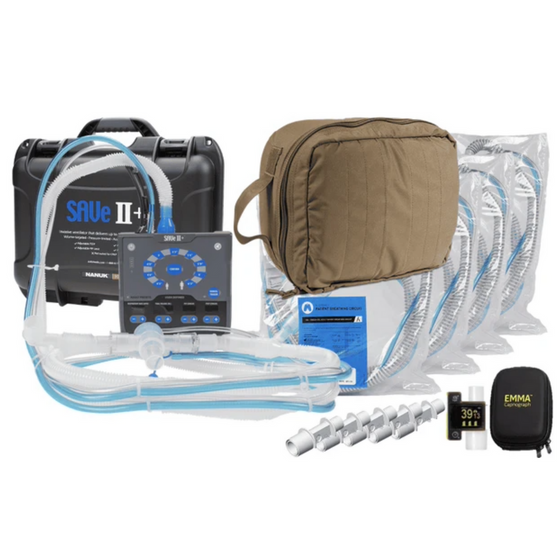 SAVE II+ Ventilator W/EMMA Capnograph; Helicopter Starter Set - Coyote Brown, 70110H-CH