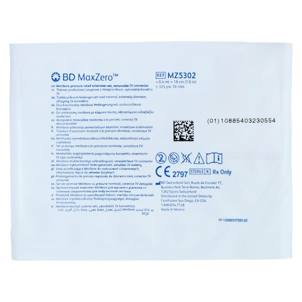 IV Extension Set MaxZero Needle-Free Port Mini Bore 7 Inch Length Without Filter Sterile, 50/Case