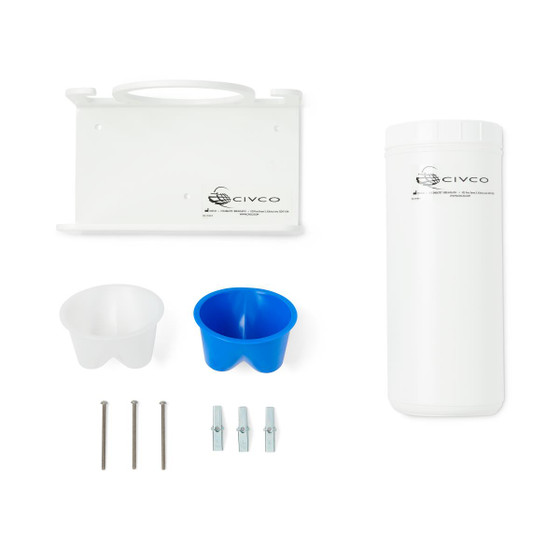 Starter Kit, Includes Polyethylene Cup, Lid, Smaller White Funnel, Larger Blue Funnel, Bracket, and Mounting Hardware