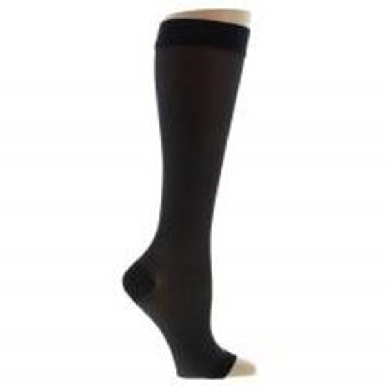 Juzo Soft Knee High Stockings, 20-30, Open Toe, Short, Size 2, Black, Pair