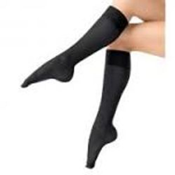Juzo Hostess Knee High Sheer Compression Stockings, Size 3 Regular, Black, Pair