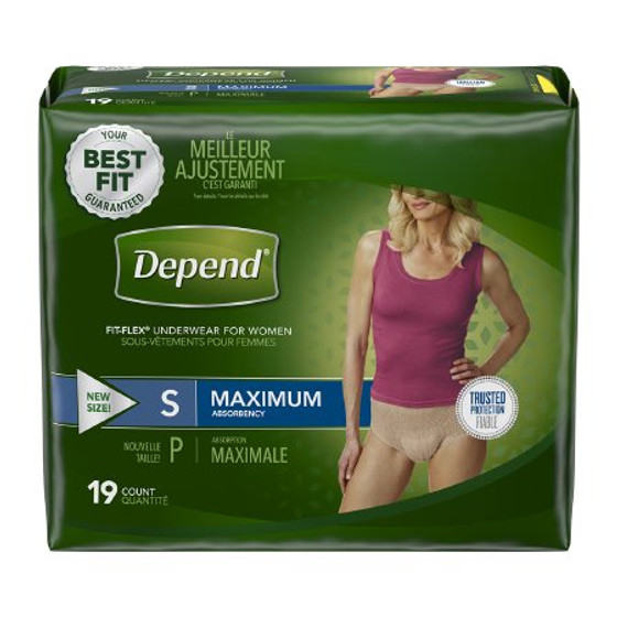 Depend Fit-Flex Incontinence Underwear for Women, Maximum Absorbency, M,  Tan - 18 ct