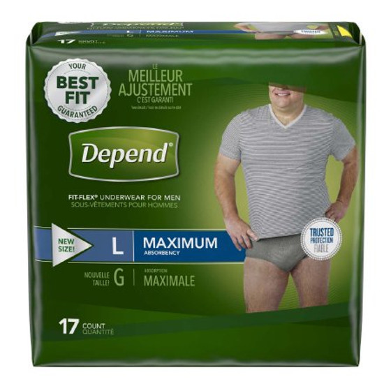Depend FIT-FLEX Womens Absorbent Underwear, Large, Tan Pack of 17