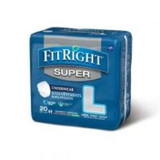 Medline FitRight Super Protective Underwear, 40-56 inch, Large, 80/cs