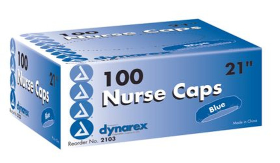 Dynarex Disposable Nurse's Cap, 21" Bouffant, Blue, 500/cs