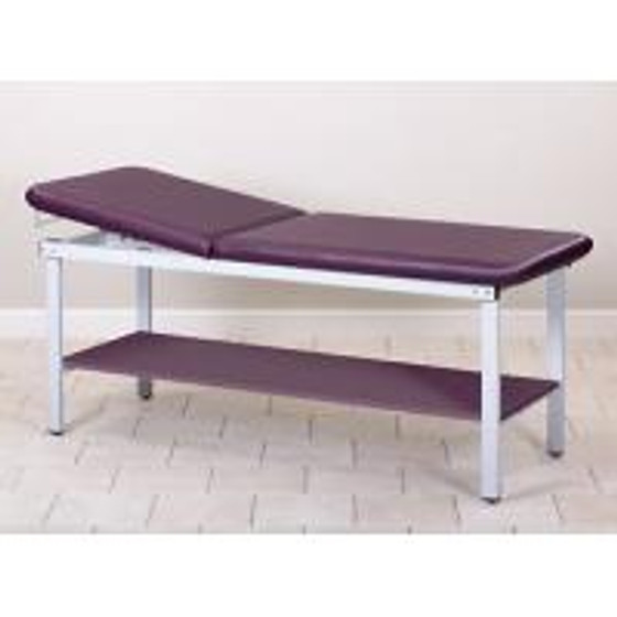 Clinton ETA Alpha Series Straight Line Treatment Table with Shelf, 27" Wide, Aubergine
