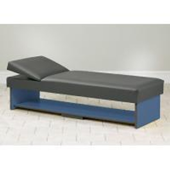 Clinton Panel Leg Couch with Full Shelf, Adjustable Pillow Wedge Headrest, Gunmetal