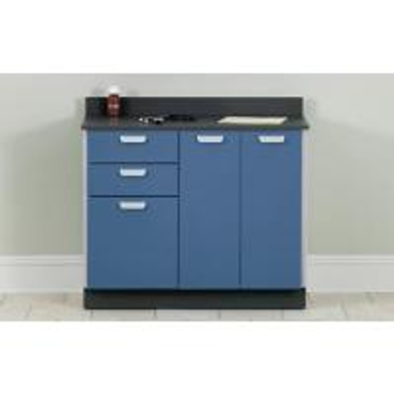 Clinton Base Cabinet with 3 Doors and 2 Drawers, 42" Long, Aztec Blue