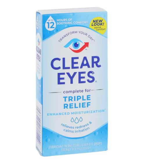 Clear Eyes Triple Action Redness Relief Eye Drops 0.5oz/Bt, 24 BT/CA