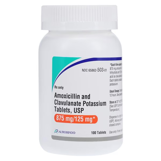 Amoxicillin/Clavulanate Tablets 875mg/125mg Bottle 100/Bt