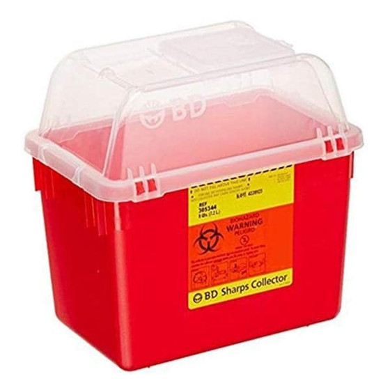 Sharps Container 2gal Red/Clear 6-8/10x11-3/10x10-3/10" Hng Ld/Ptls Plstc