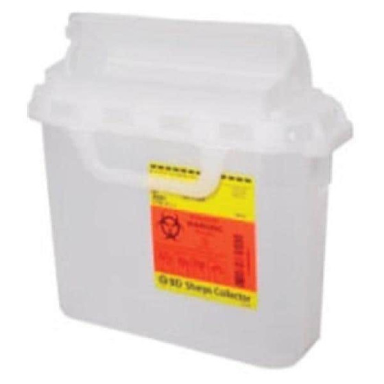 Sharps Container 5.4qt Clear 4-8/10x12x12" Hrzntl Counterbalanced Dr Ld Plstc