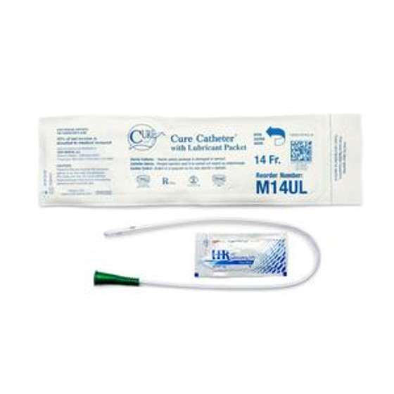 Urethral Catheter Cure Medical® Straight Tip Uncoated PVC 14 Fr. 16 Inch 30/Box