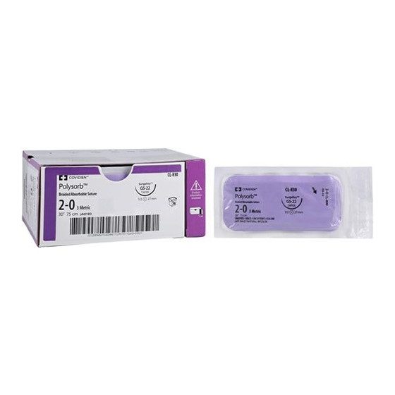 Polysorb Suture 2-0 30" Polyester Braid GS-22 Undyed 36/Case