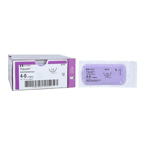 Polysorb Suture 4-0 30" Polyester Braid V-20 Undyed 36/Case