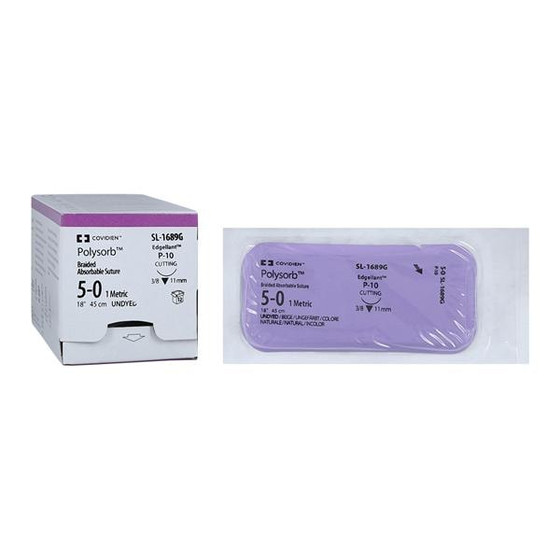 Polysorb Suture 5-0 18" Polyester Braid P-10 Undyed 12/Case
