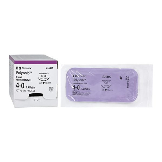 Polysorb Suture 4-0 30" Polyester Braid C-13 Violet 12/Case