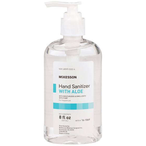 Hand Sanitizer with Aloe McKesson 8 oz. Ethyl Alcohol Gel Pump Bottle Hand Sanitizer with Aloe McKesson 8 oz. Ethyl Alcohol Gel Pump Bottle