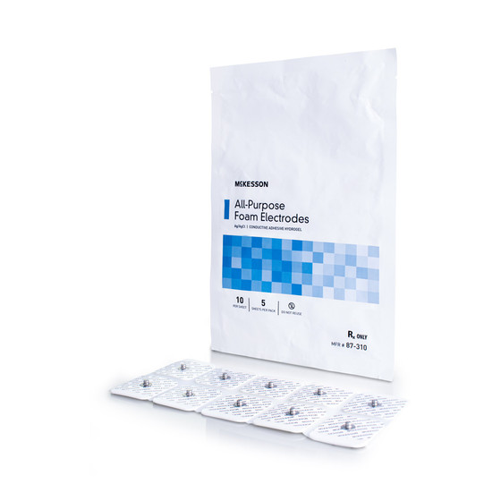 ECG Monitoring Electrode McKesson Snap Connector Conductive Adhesive Gel Foam Backing Adult Non-Radiolucent 10 per Pack