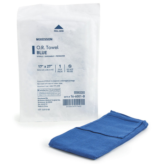 O.R. Towel McKesson 17 W X 27 L Inch Blue Sterile,1 per Pack