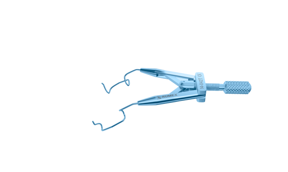 Rumex Lieberman Temporal Speculum, 10.00 mm V-Shaped Blades, Round Branches, Child Size, Length 60 mm, Titanium, 14-042T